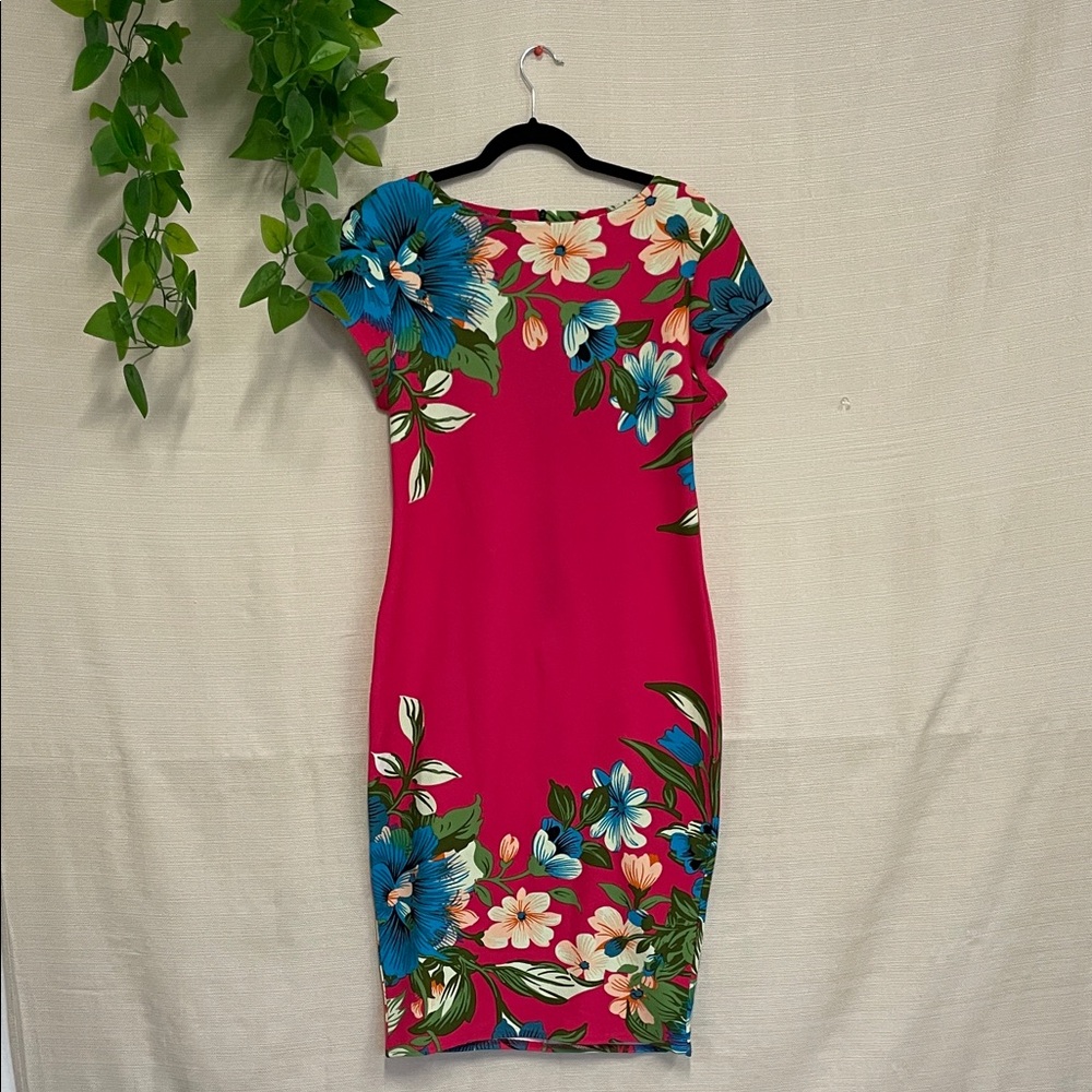 Elegant Pink Floral Midi Dress